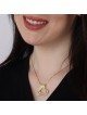 Gold Plated Up to Two Kids' Names Mom Double Heart Necklace with Birth