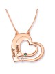 Gold Plated Up to Two Kids' Names Mom Double Heart Necklace with Birth