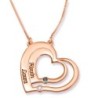 Gold Plated Up to Two Kids' Names Mom Double Heart Necklace with Birth