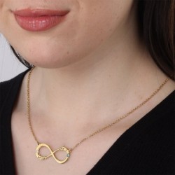 Gold-Plated Double Thickness Customizable Infinity Necklace - Two Name