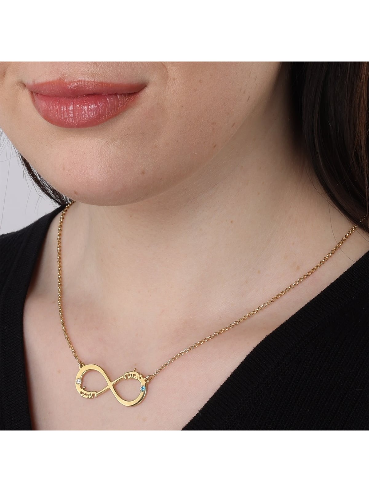 Gold-Plated Double Thickness Customizable Infinity Necklace - Two Name