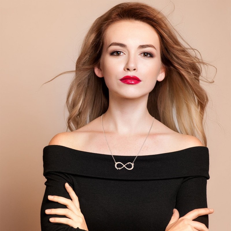 Gold-Plated Double Thickness Customizable Infinity Necklace - Two Name