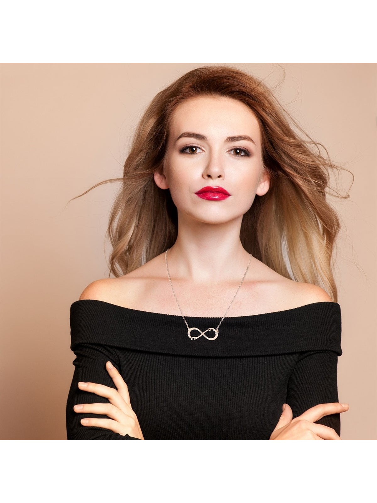 Gold-Plated Double Thickness Customizable Infinity Necklace - Two Name