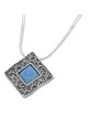 Sterling Silver Square Framed Opal Necklace