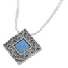 Sterling Silver Square Framed Opal Necklace