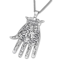 Collier Hamsa en argent. Réplique. Afrique du Nord 19e siècle