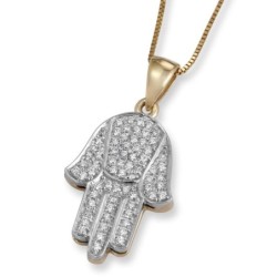Anbinder Jewelry Pendentif Hamsa bicolore en or 14 carats avec diamants