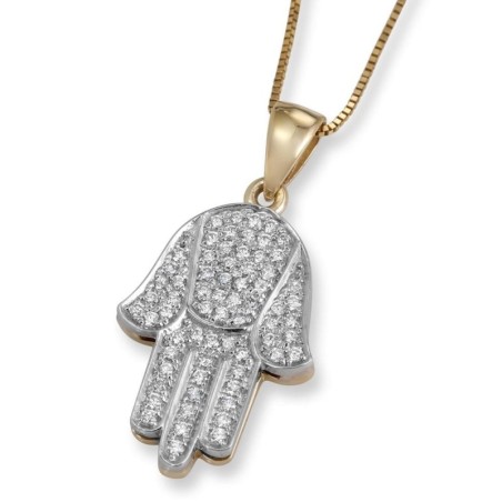 Anbinder Jewelry Pendentif Hamsa bicolore en or 14 carats avec diamants