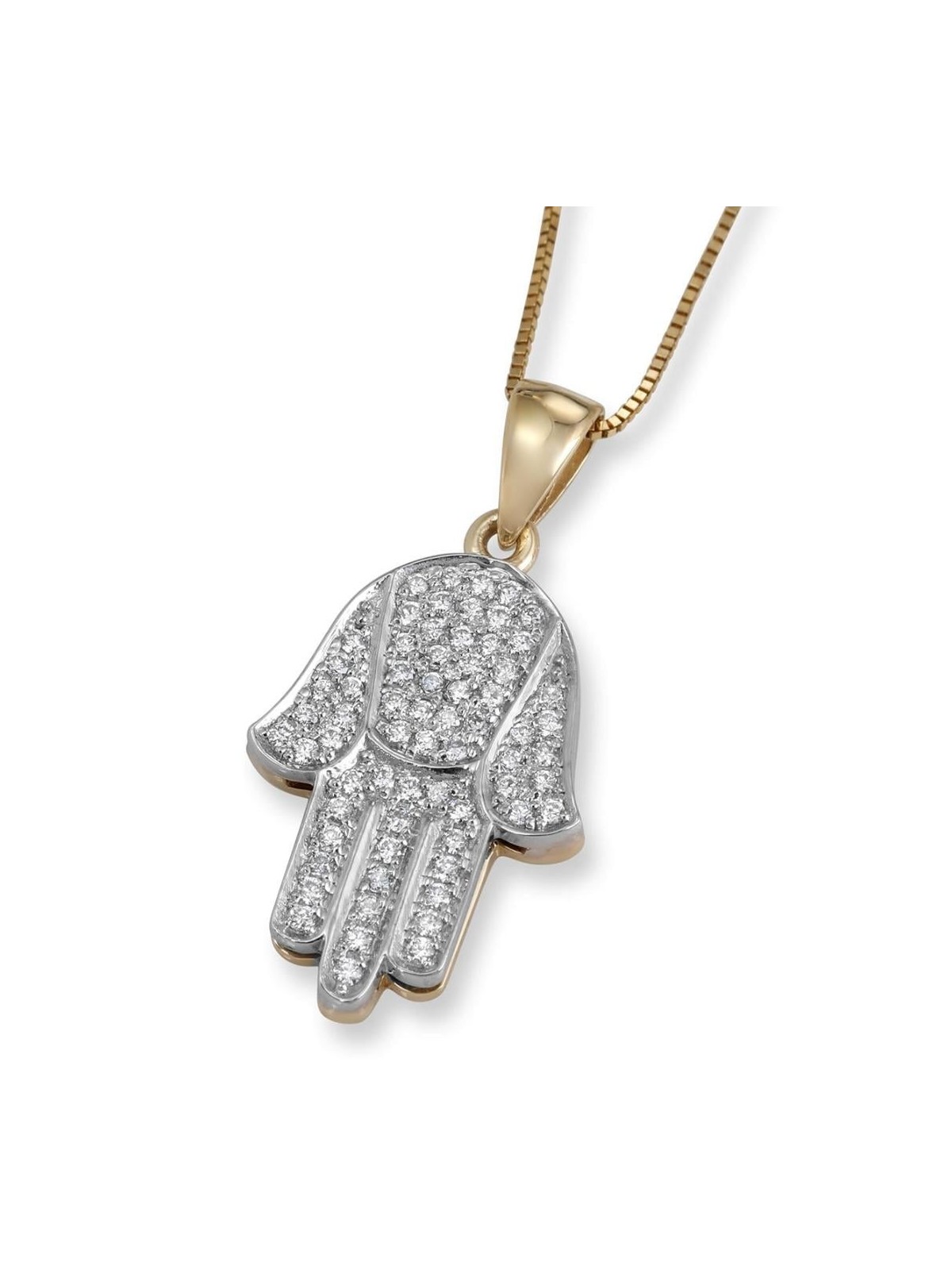 Anbinder Jewelry Pendentif Hamsa bicolore en or 14 carats avec diamants