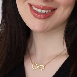 Gold Plated Double Thickness Hebrew / English Infinity Name Necklace -