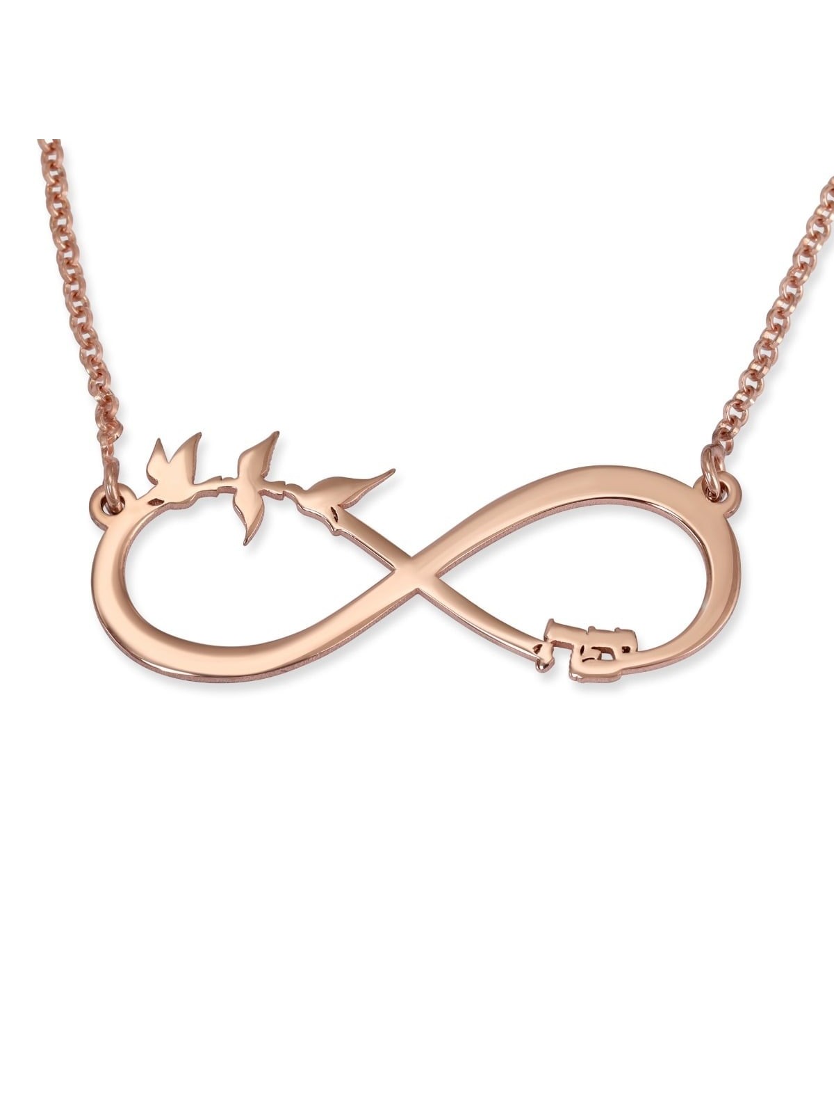 Collier Prénom Infini Hébreu/Anglais Plaqué Or Double Épaisseur -