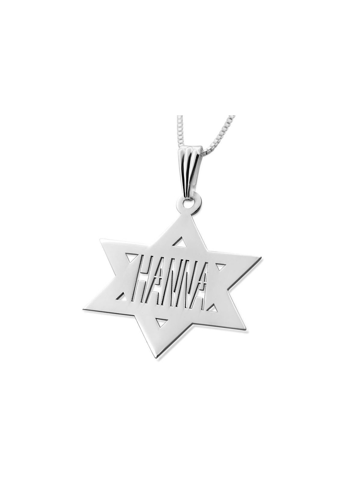 Collier Étoile de David avec Nom en Anglais - Plaqué Argent ou Or