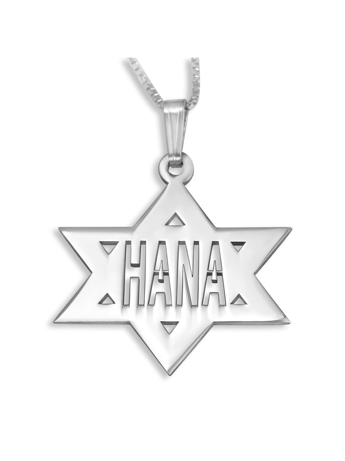 Star of David Necklace with Name in English - Silver or Gold Plated