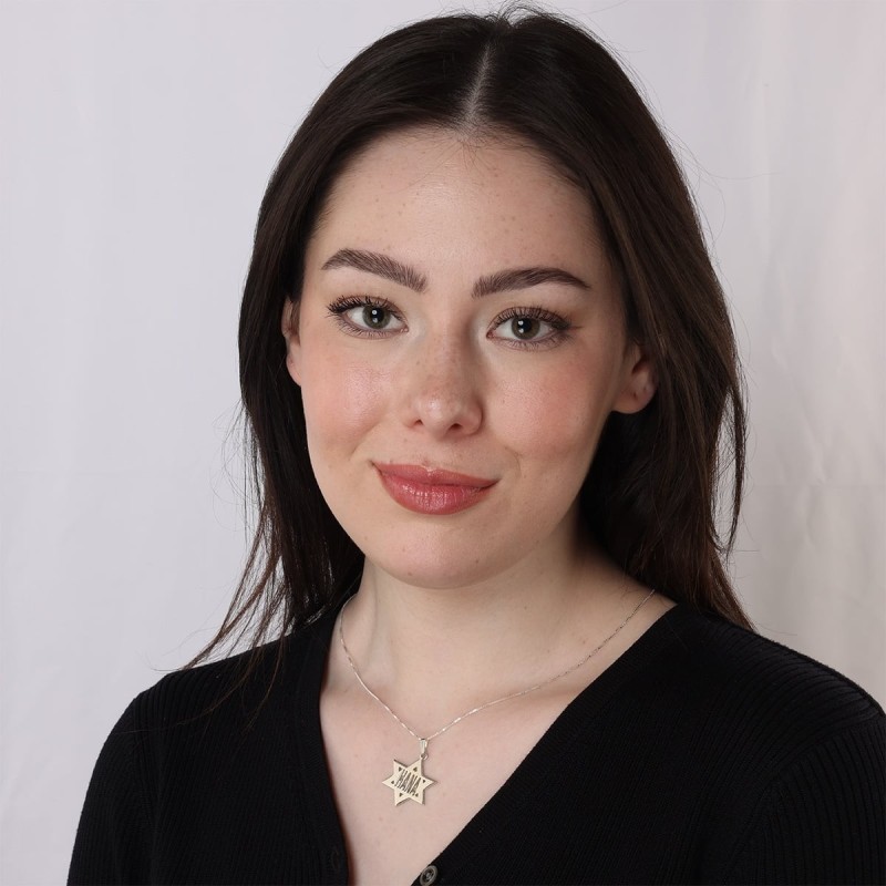 Star of David Necklace with Name in English - Silver or Gold Plated