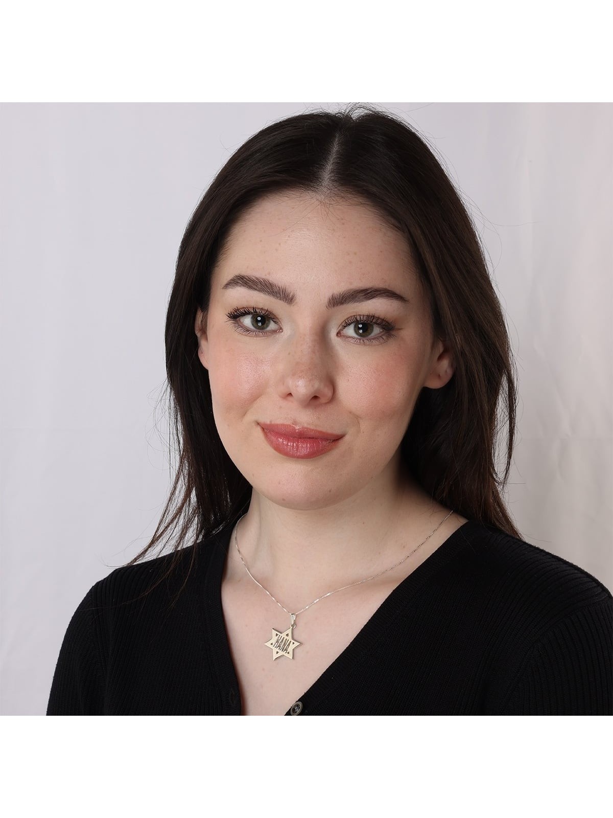 Star of David Necklace with Name in English - Silver or Gold Plated