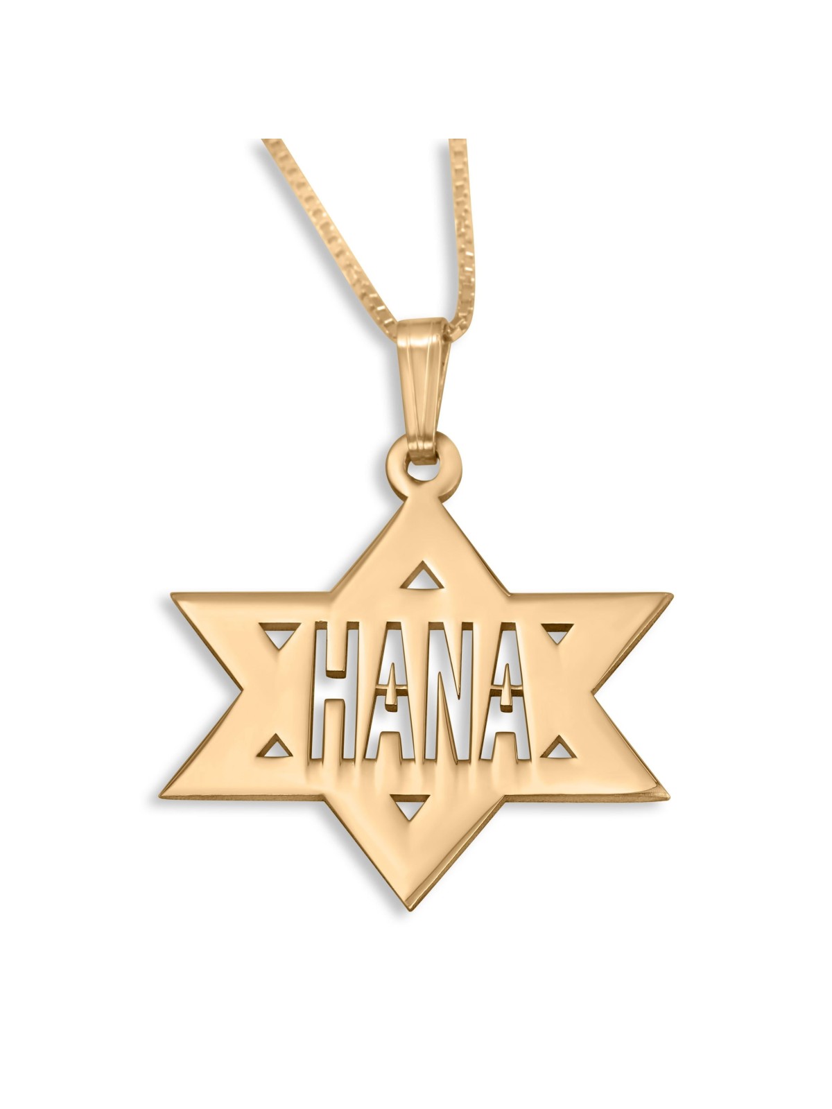 Star of David Necklace with Name in English - Silver or Gold Plated