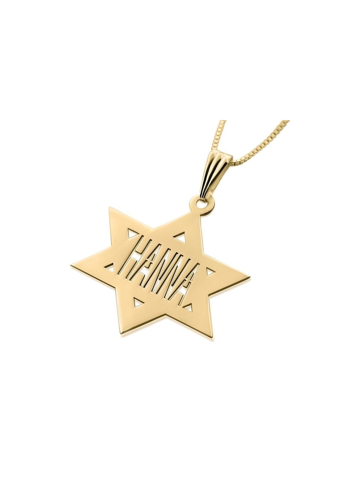 Star of David Necklace with Name in English - Silver or Gold Plated