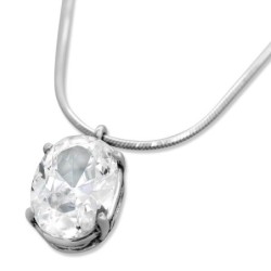 Sterling Silver Zircon Oval Necklace