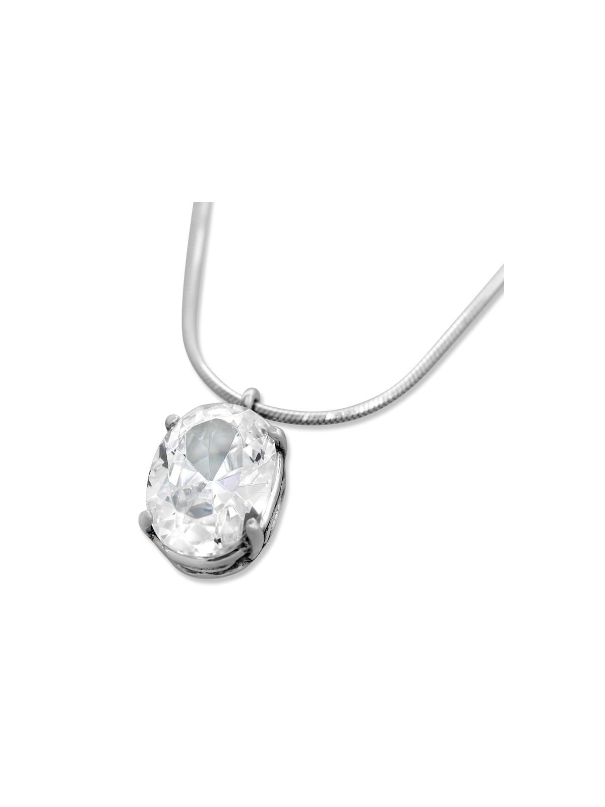 Sterling Silver Zircon Oval Necklace
