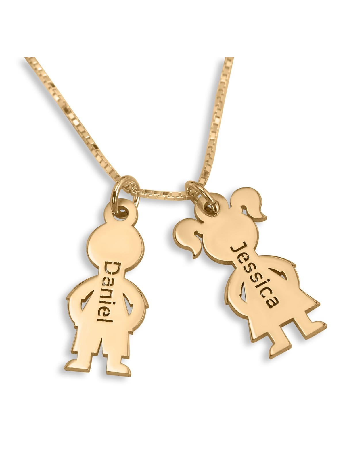 Gold Plated English / Hebrew Kids' Names Mother Necklace