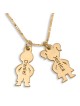 Gold Plated English / Hebrew Kids' Names Mother Necklace