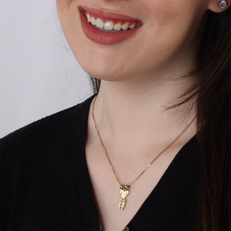 Gold Plated English / Hebrew Kids' Names Mother Necklace