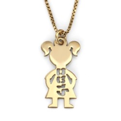 Gold Plated English / Hebrew Kids' Names Mother Necklace