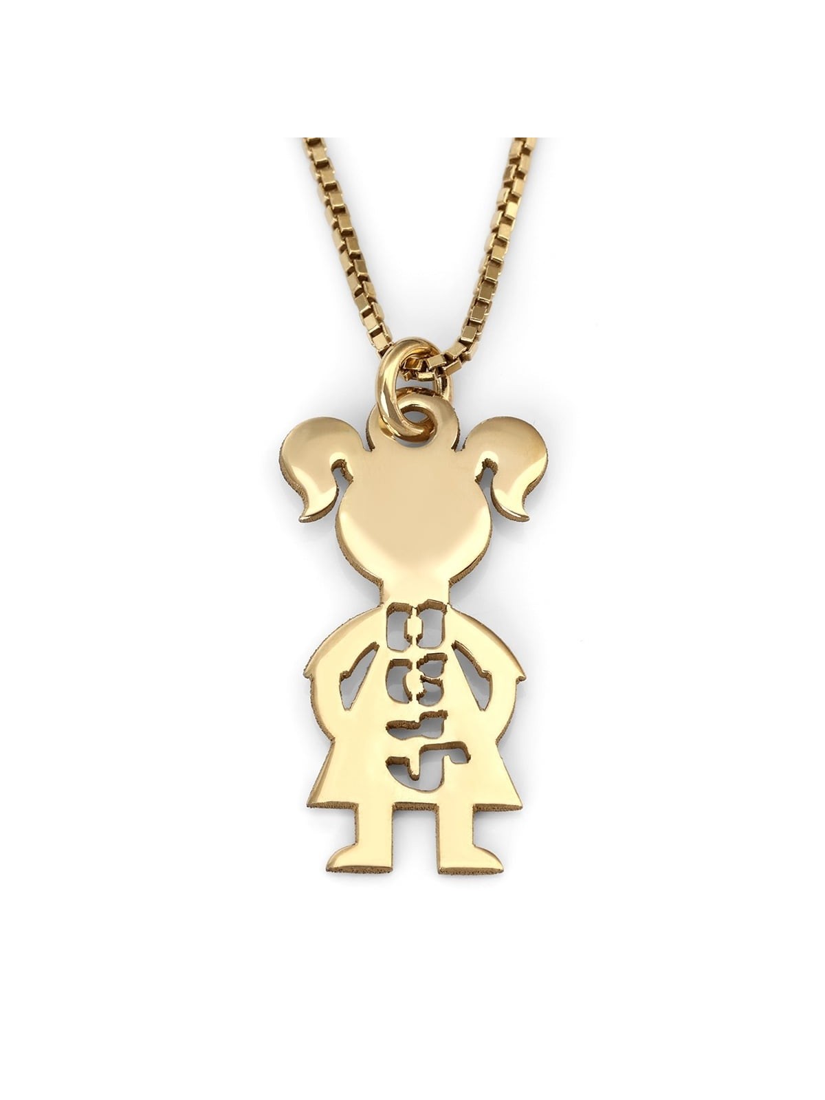 Gold Plated English / Hebrew Kids' Names Mother Necklace