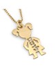 Gold Plated English / Hebrew Kids' Names Mother Necklace