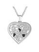 Silver Engraved Pomegranate Heart Necklace for Mom (Hebrew / English)