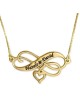 Gold Plated Engraved Infinity Heart Necklace (Hebrew / English)