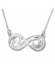 Sterling Silver Infinity Necklace with Initials (Hebrew / English)