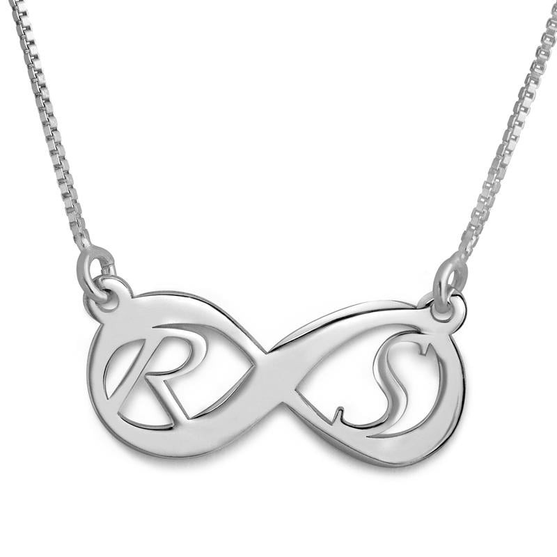 Collier infini en argent sterling avec initiales (hébreu/anglais)