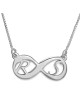 Sterling Silver Infinity Necklace with Initials (Hebrew / English)