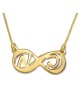 Collier infini en argent sterling avec initiales (hébreu/anglais)
