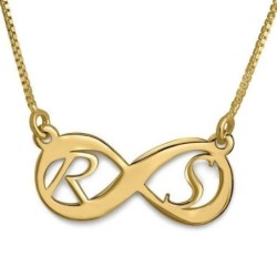 Sterling Silver Infinity Necklace with Initials (Hebrew / English)