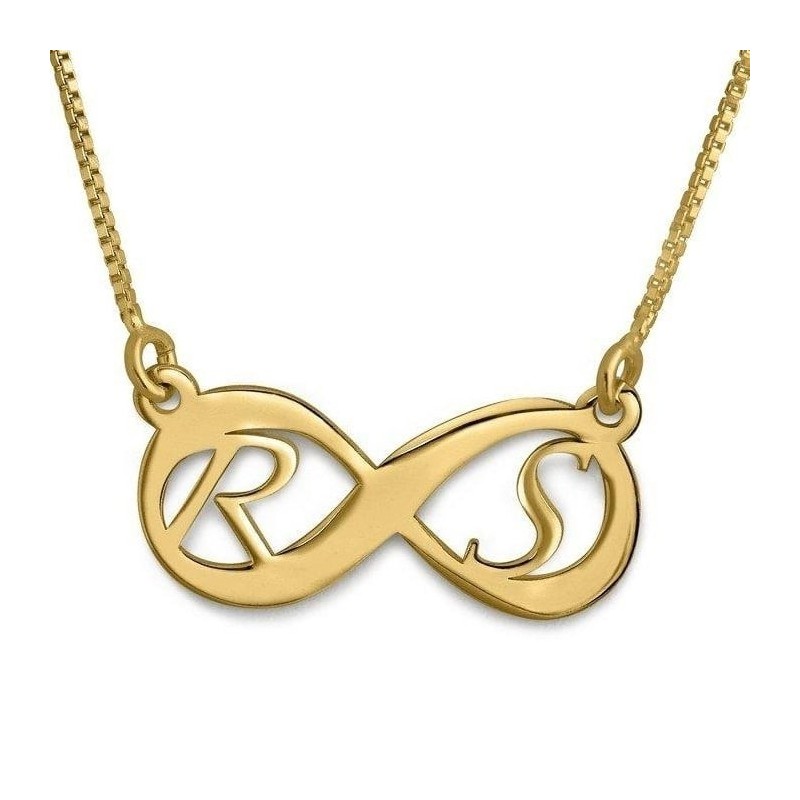 Sterling Silver Infinity Necklace with Initials (Hebrew / English)