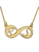 Sterling Silver Infinity Necklace with Initials (Hebrew / English)