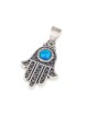 Ornate Sterling Silver Hamsa Pendant Necklace With Opal Stone