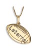 Hebrew Name Necklace - Gold Plated Laser-Cut Football Single Name Engl