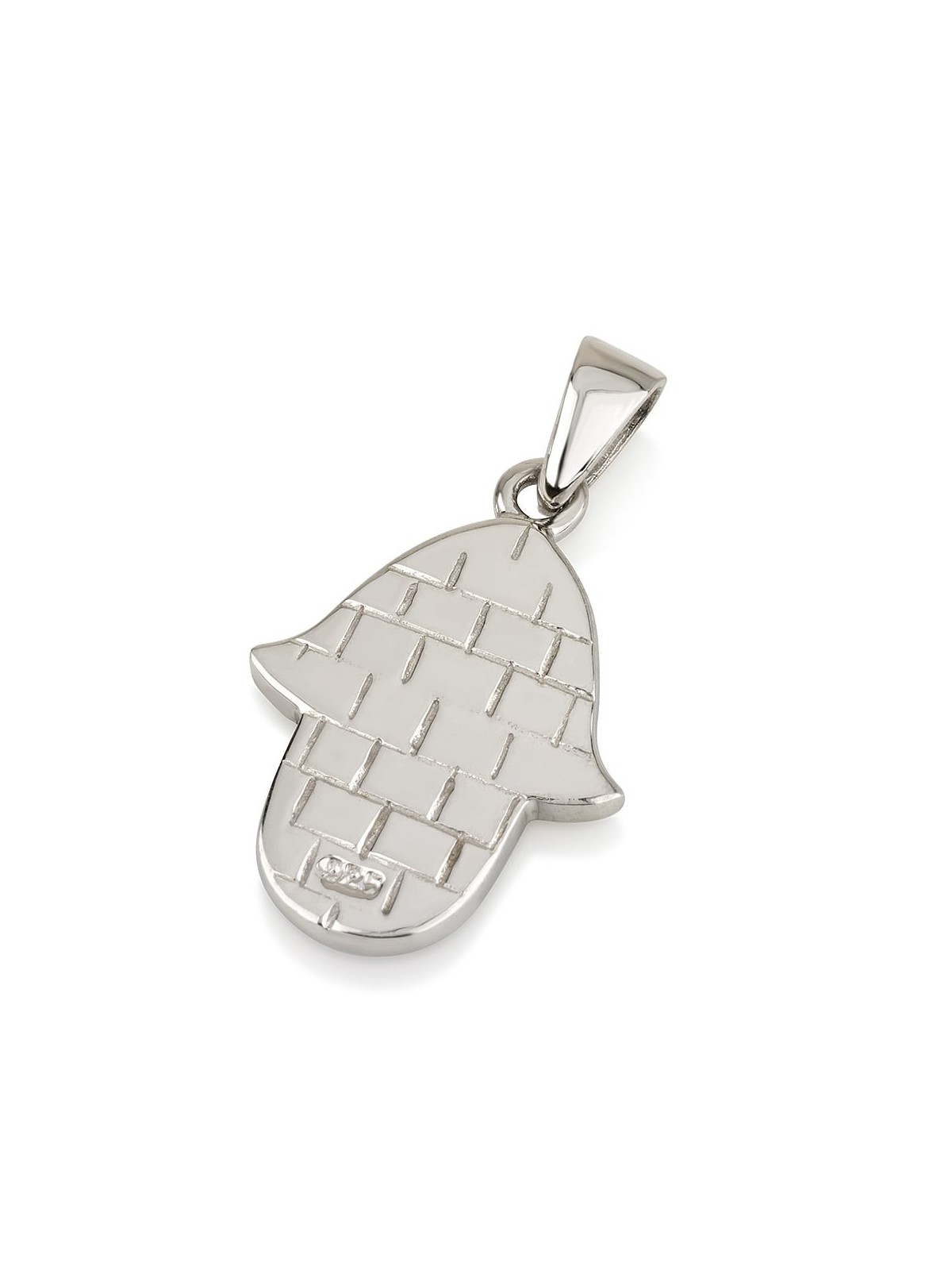 Colored Sterling Silver Hamsa Pendant Necklace with Jerusalem Design