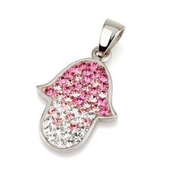 Colored Sterling Silver Hamsa Pendant Necklace with Jerusalem Design