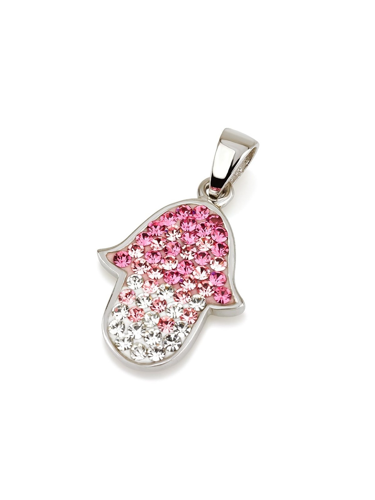 Colored Sterling Silver Hamsa Pendant Necklace with Jerusalem Design