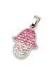 Colored Sterling Silver Hamsa Pendant Necklace with Jerusalem Design