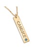 Collier Prénom Barre Verticale Plaqué Or avec Pierre de Naissance