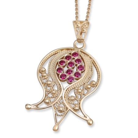 Rafael Jewelry Collier rubis grenade en filigrane en or 14 carats