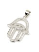 Sterling Silver and Zircon Stone Hamsa Pendant Necklace With Evil Eye