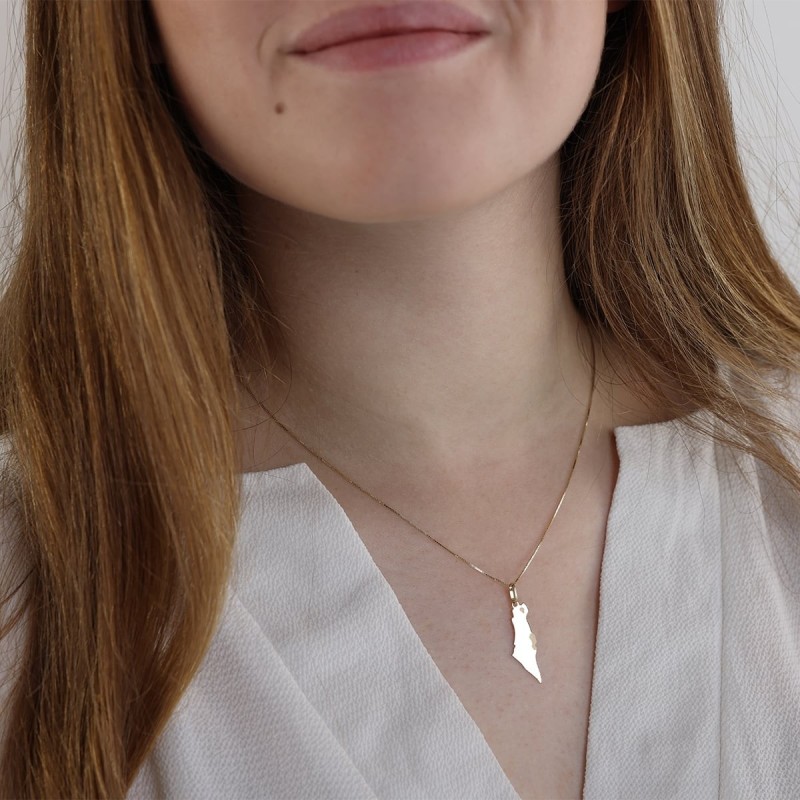 Coffret cadeau Whom My Soul Loves avec collier en or jaune 14 carats Terre d'Israël