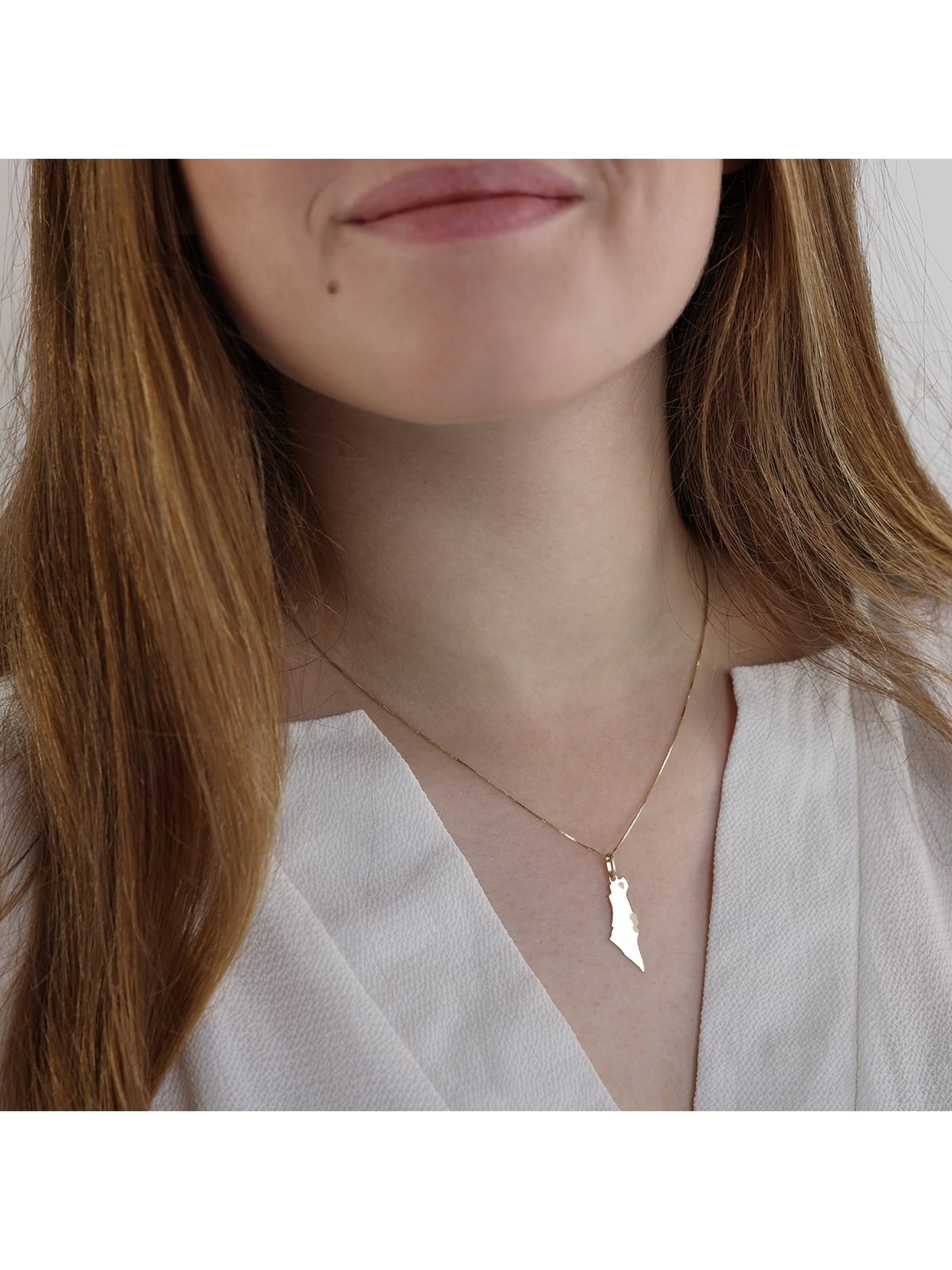 Whom My Soul Loves Gift Box With 14K Yellow Gold Land of Israel Neckla