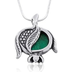 Split Eilat Stone and Silver Pomegranate Necklace